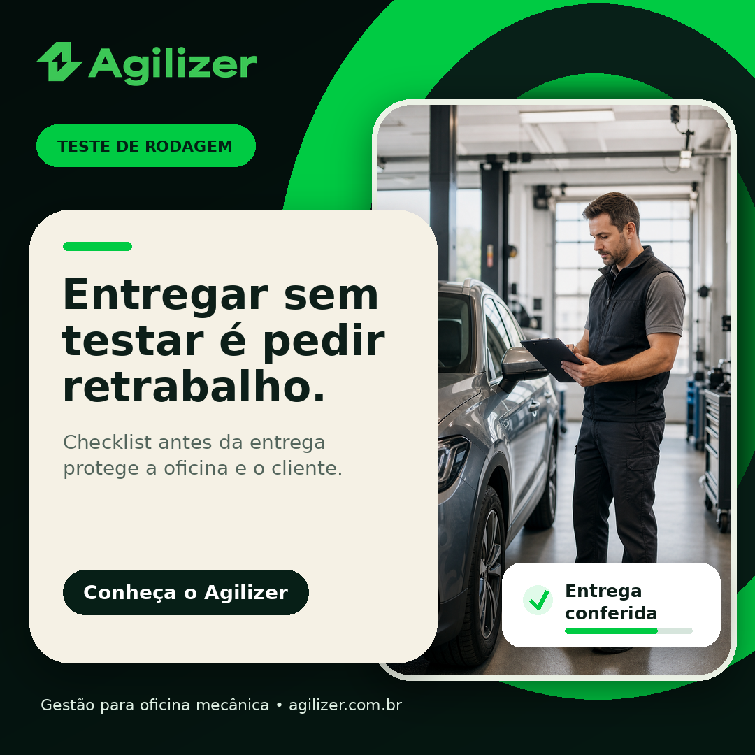 Post Agilizer Modelo 1 sobre teste de rodagem